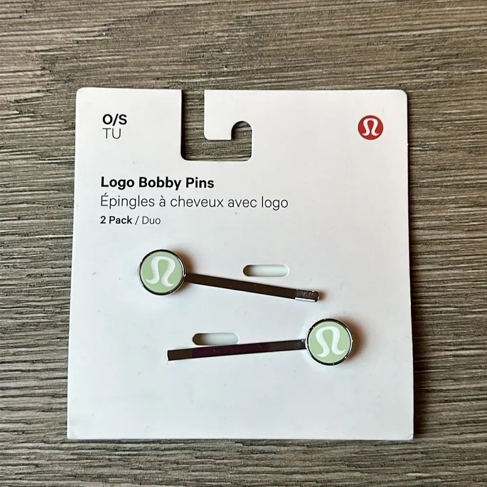 NWT New Lululemon Logo Bobby Pins 2 Pack Kohlrabi Light Green